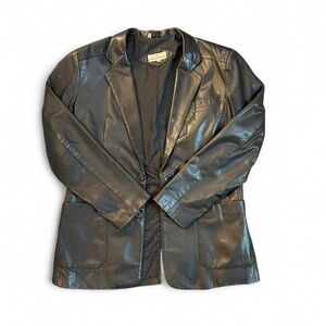 VTG Leathers by Tibor Black 100% Genuine Leather Blazer Jacket 10 Made in Korea